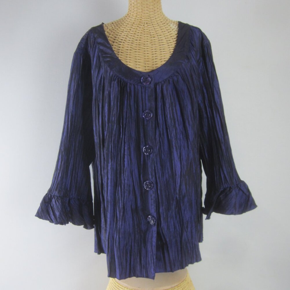 Harve Benard Womens Plus 3X Violet Purple Scoop Neck Tunic Shirt Crinkle Stretch
